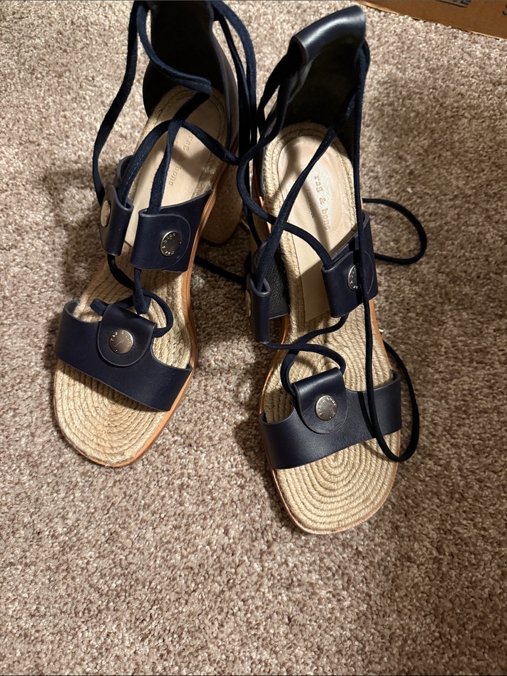 rag & bone Navy Lace-Up Espadrille Heels